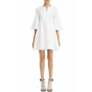 EUC Carven Fit & Flare White Origami‎ Bell Sleeve 100% Cotton Dress FR 34 / US 2